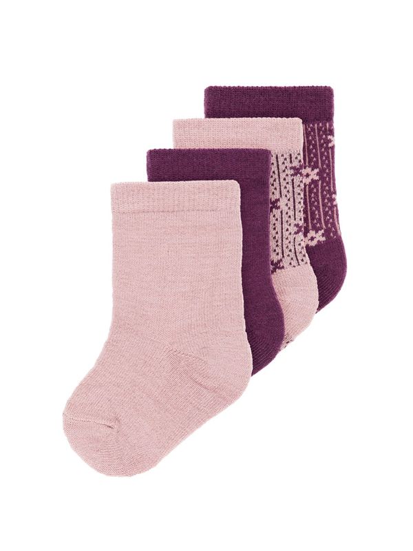 NbfWak wool 4 pack sock - Woodrose