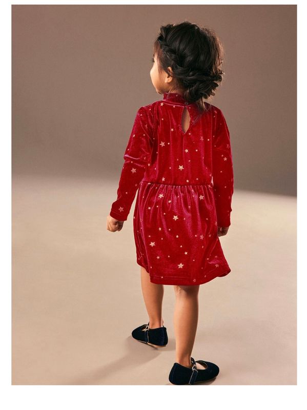 NmfRalvet ls Velour Dress - Jester Red