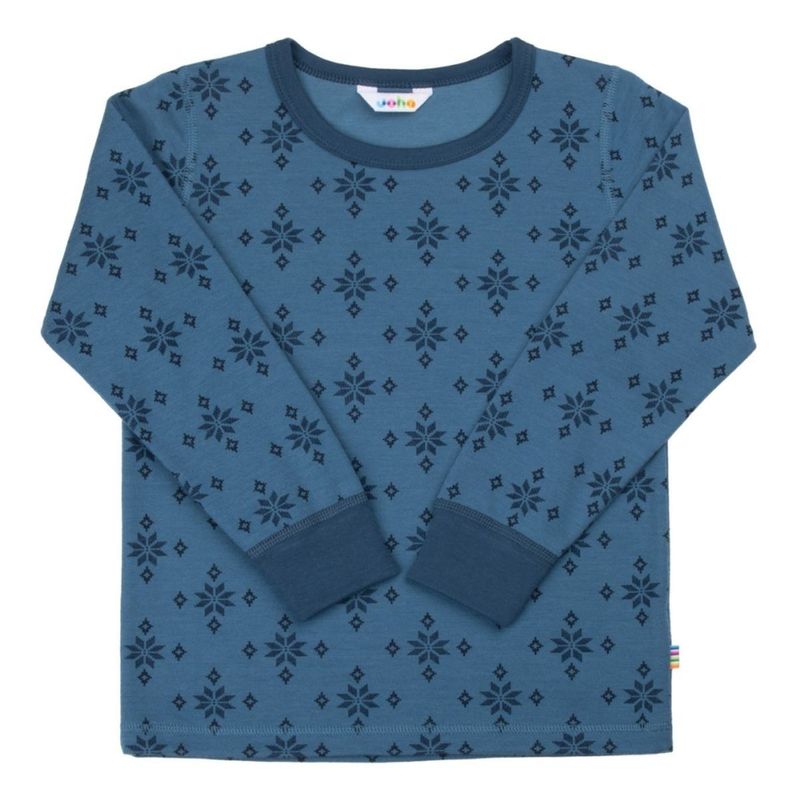 Joha - Trøye Ull og Bomull - Snowflake Blå