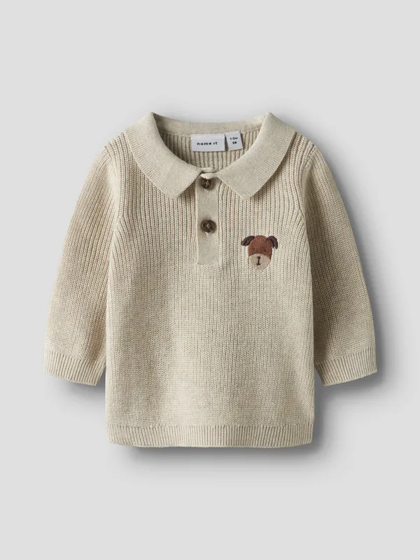 NbmTant ls Knit Polo - Peyote Melange
