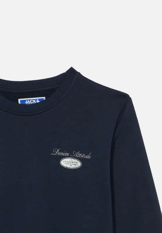 Jack&Jones jr Dover Graphic Sweat Genser - Navy Blazer