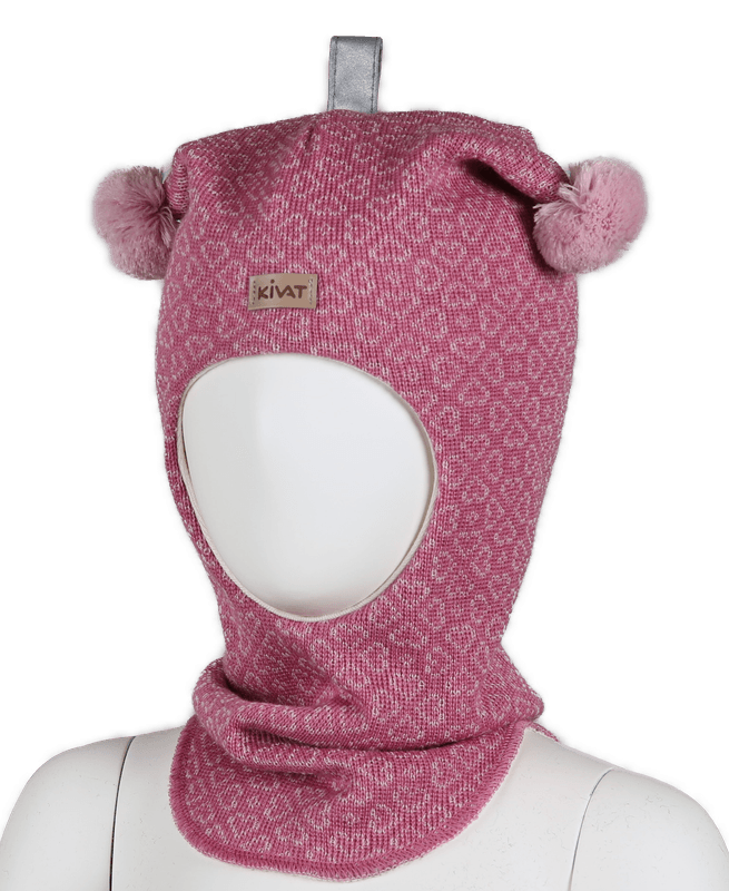 Kivat vinter Balaclava - hjerter - Mørk rosa / Pudderrosa