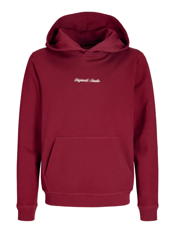 JorNorrebro emb sweat hood jnr - Tibetan Red