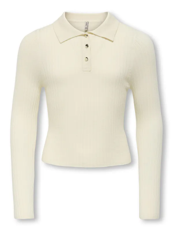 KogMila ls Rib Button  Polo - Birch
